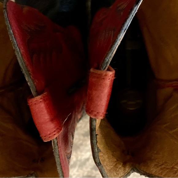 🔥🔥🔥Men’s Ariat RED Leather Cowboy Western Boots Sz 8D - Picture 6 of 7